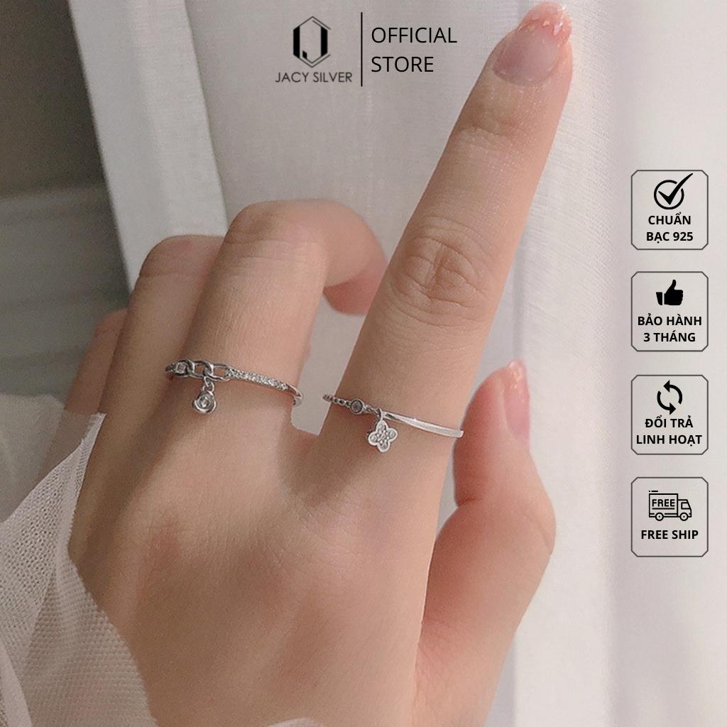 Nhẫn Bạc 925 Charm Hoa Hồng, Nhẫn Bạc Ý Cho Nữ Jacy Silver NN1020