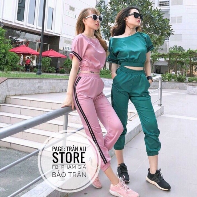 Set áo croptop+mix quần