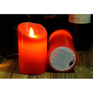 Nến điện tử bằng sáp Đỏ, cao 10cm, đường kính 7.5cm, tim nến lắc lư
