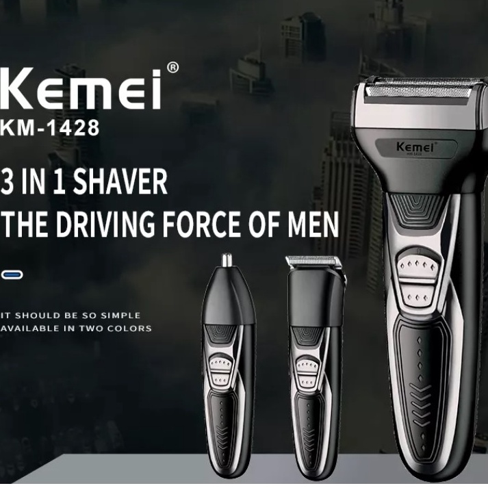 Máy Cạo Râu Cắt Tóc Tỉa Lông Mũi 3 in 1 Kemei Km 1428