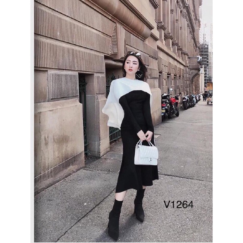 [ xả kho ] MiD Đầm đen body V1264 tay dài lạ mắt Mie Design kèm ảnh thật