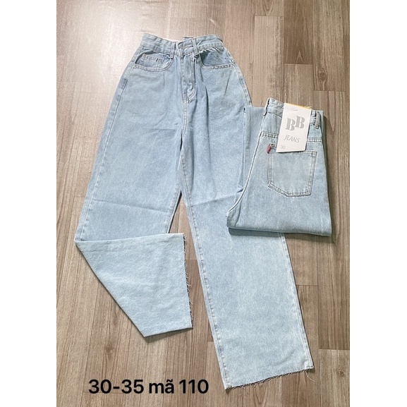 Bigsize 55 đến 80kg Quần Jeans Ống Suông Rộng Nữ VNXK Quần Bò Ống rộng Size Lớn lai Cắt Ms 110