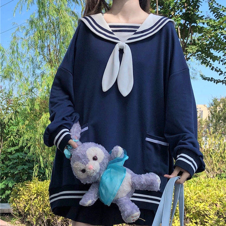 Áo Sweater Cổ Thủy Thủ Dáng Rộng Thời Trang Thu Đông Nhật Bản