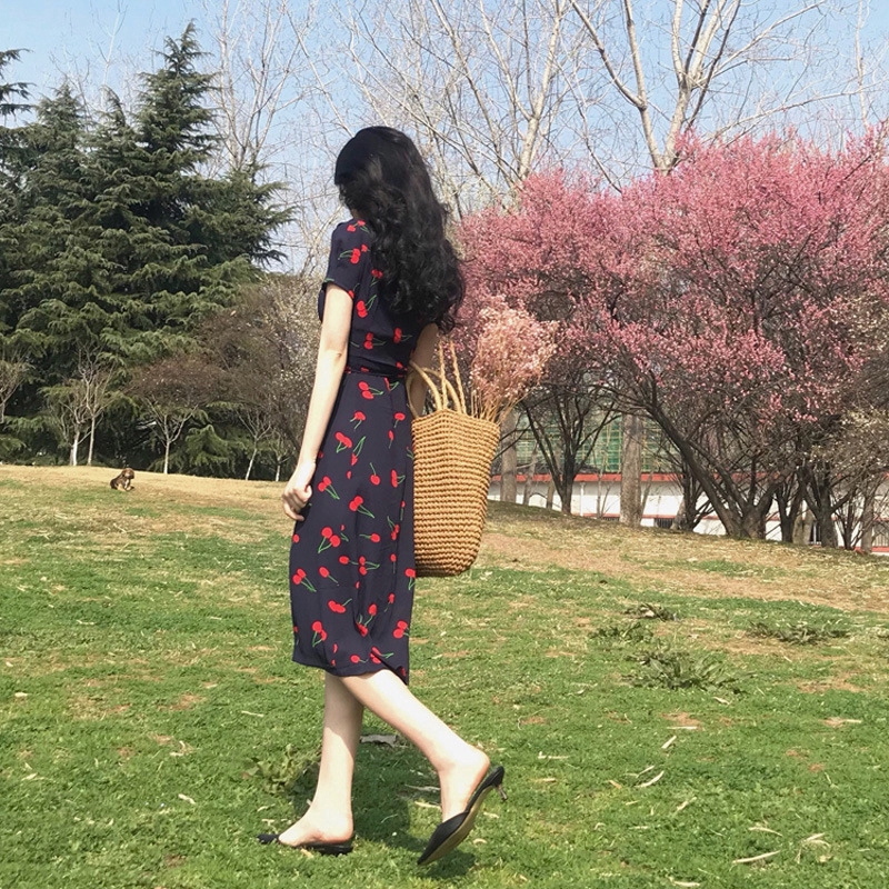 IELGY Đầm Xòe Tay Ngắn Quyến Rũ Thời Trang Dành Cho Nữ