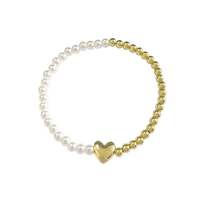 Lắc Tay Hạt Trai Phối Bi Vàng Và Trái Tim Sophia - Vani Store - TS000668