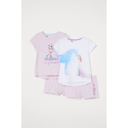 combo 2 bộ cotton cộc tay elsa cho bé gái