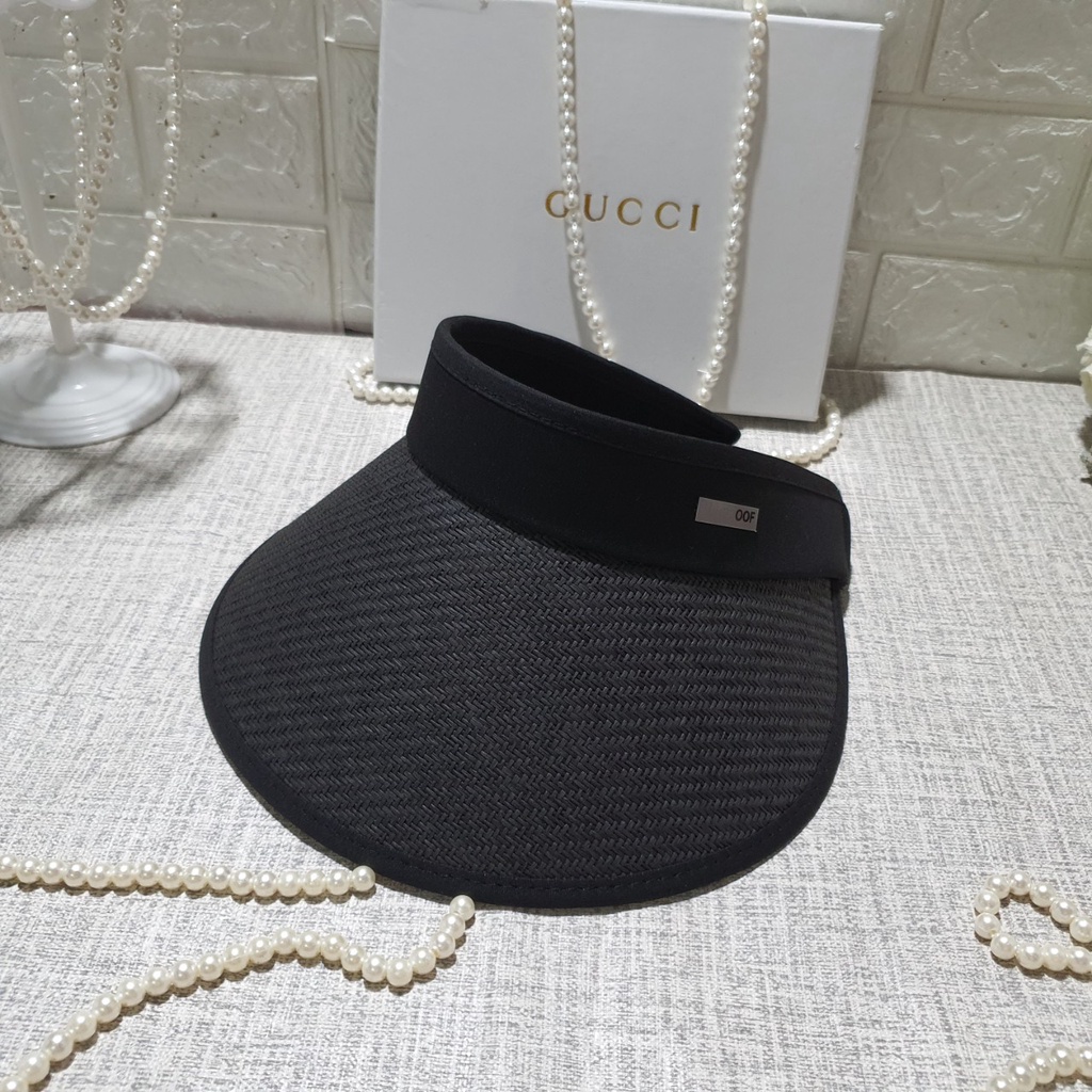 Mũ cói đi biển nón cói nửa đầu Chống năng phong cách HÀN QUỐC