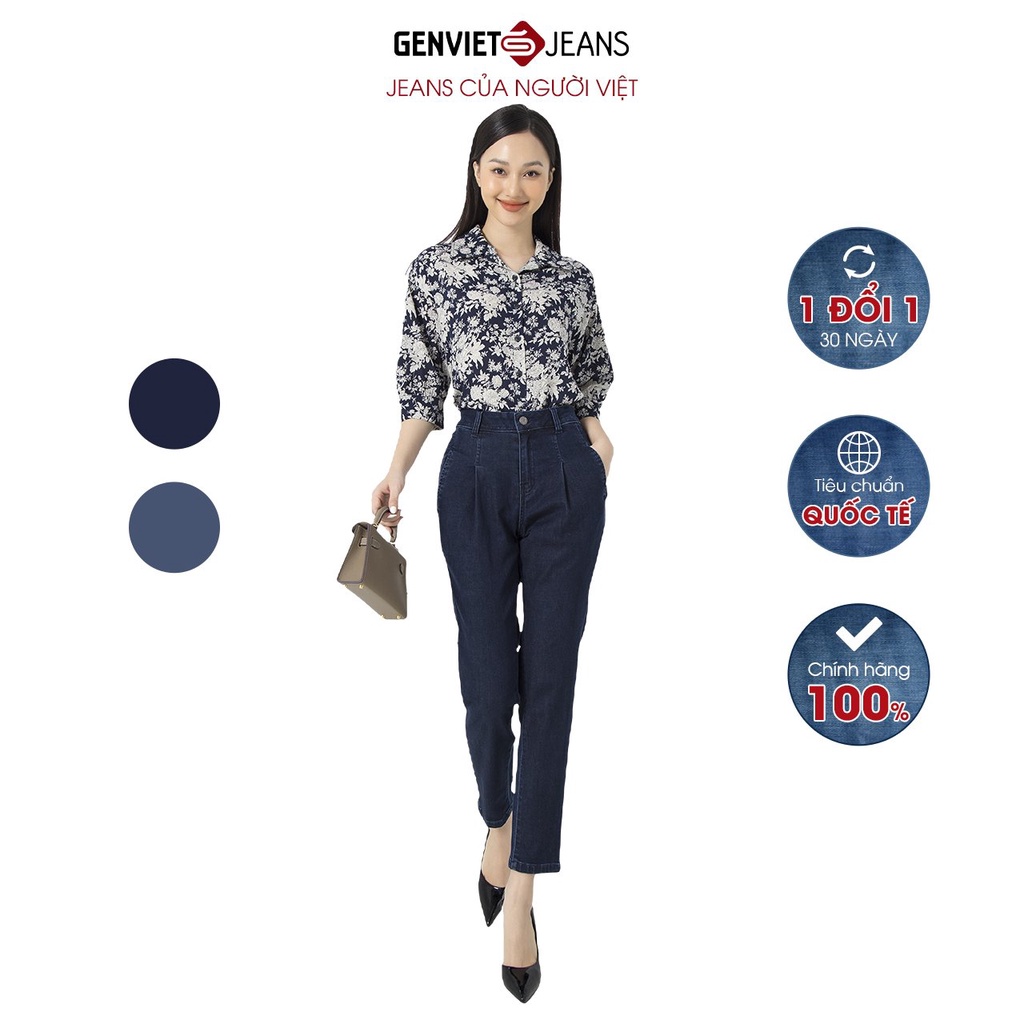 Quần Jeans Nữ Dáng Đứng Ôm GENVIET Cạp Cao Sườn Lệch Ly Bò Mềm Mại Cao Cấp DQ106J1923
