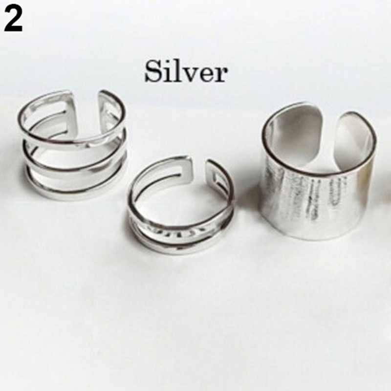 Bộ 3 nhẫn knuckle hợp kim dạng hở nhiều kiểu dáng sang trọng dành cho nữ