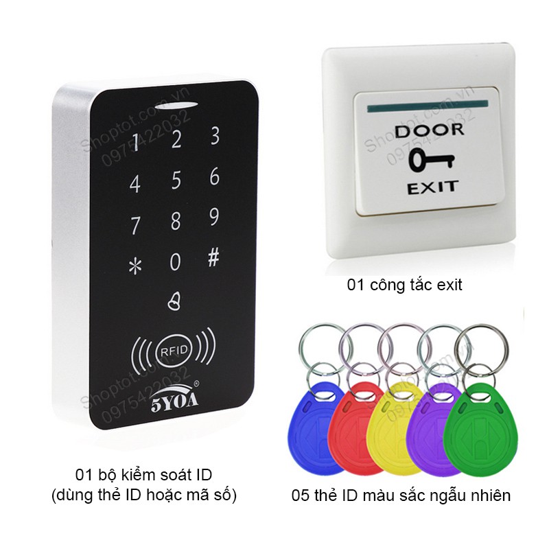 BỘ KIỂM SOÁT MỞ KHÓA CỬA ĐIỆN TỪ BẰNG THẺ ID-MÃ SỐ B10, KÈM 5 THẺ ID VÀ CÔNG TẮC EXIT