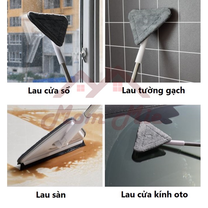 Cây lau đa năng, cây lau kính cán dài 1m9 - 3 kiểu đầu lau - D007