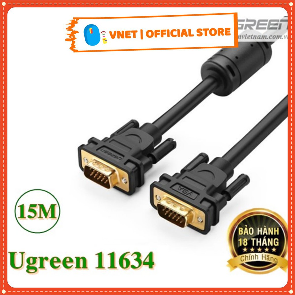 [Chính Hãng] Cáp VGA 15M Ugreen 11634 kết nối máy tính PC, Laptop