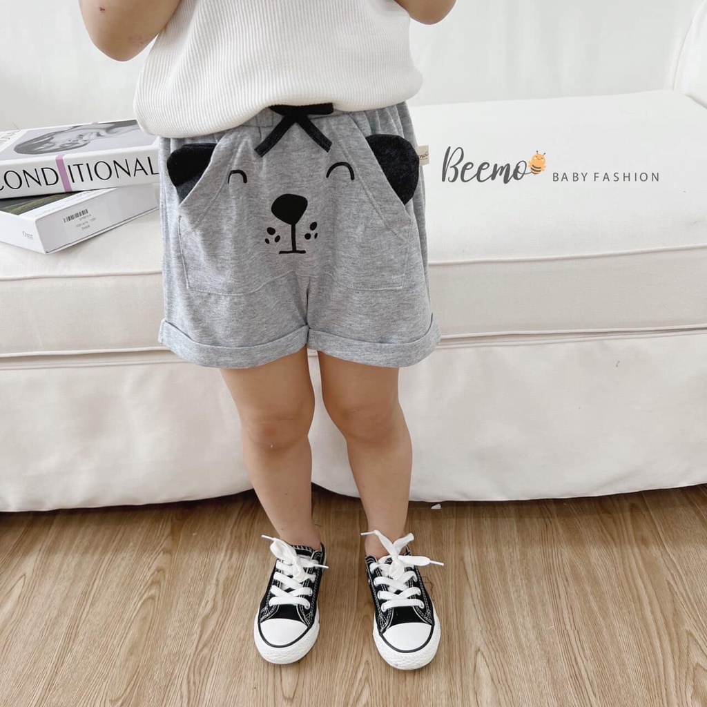 Quần đùi cotton đáp gấu ngộ nghĩnh Beemo cho bé