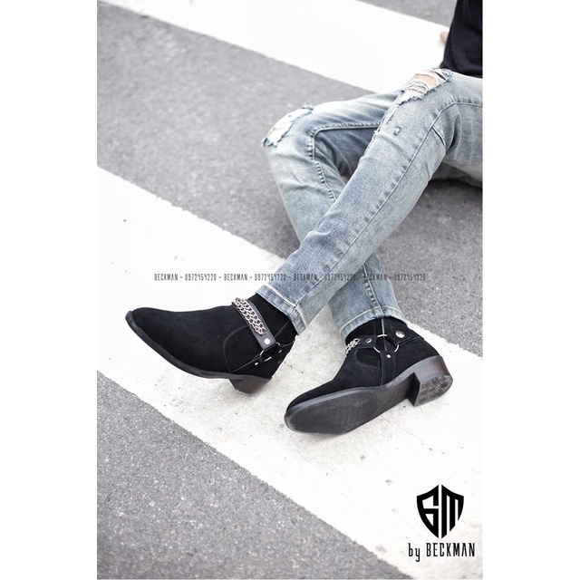 Giày Boots thời trang nam phong cách Harness Boots chất liệu da bò nguyên tấm | BigBuy360 - bigbuy360.vn