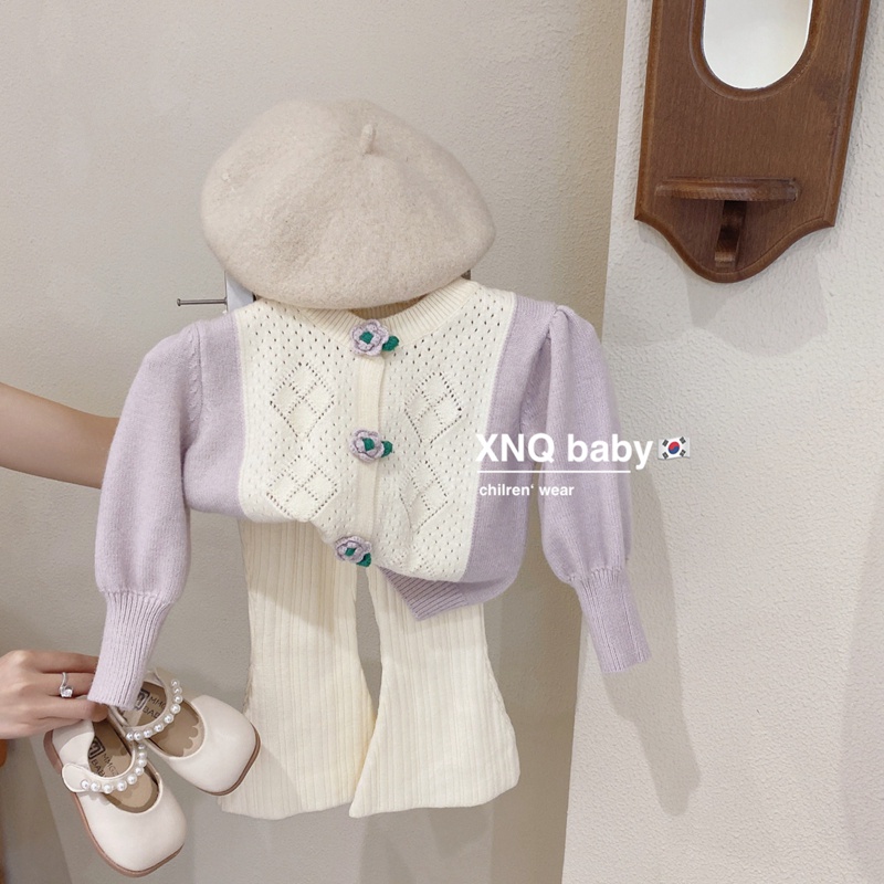 Áo Cardigan cổ hình tròn phong thái korea trang điểm Thu Đông Mới 2022