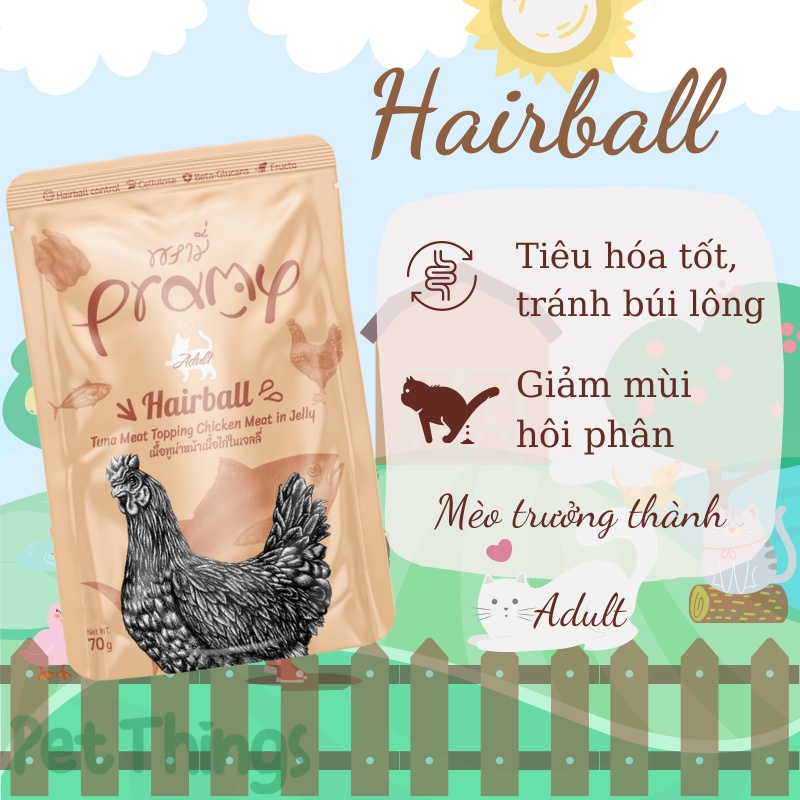 Pramy thức ăn ướt Cá ngừ / Gà cho mèo thạch jelly 70g