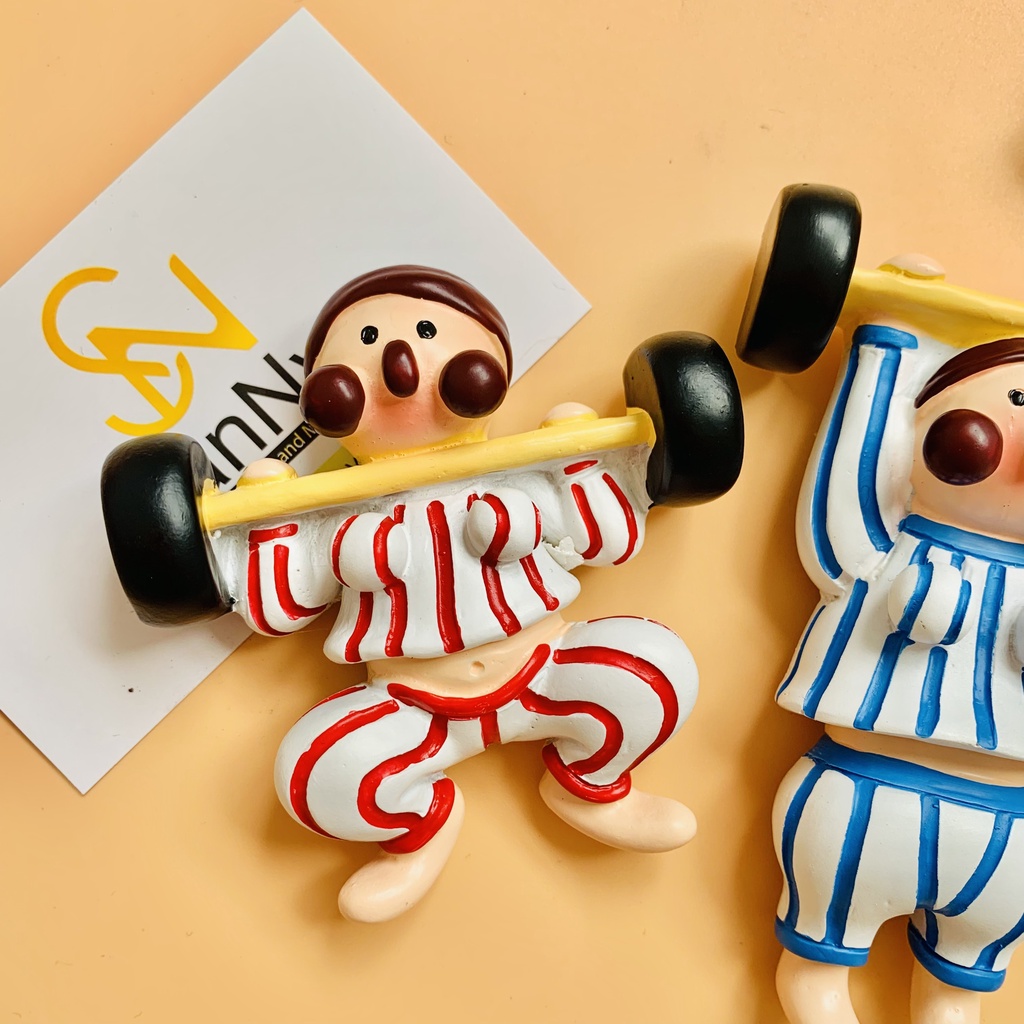 Nam châm hít trang trí tủ lạnh hình đôi nam nữ nâng tạ