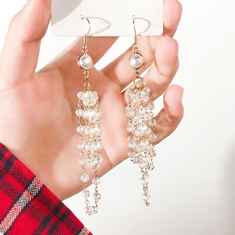 Khuyên Tai Dáng Dài Đính Đá Zircon Phong Cách Hàn Quốc