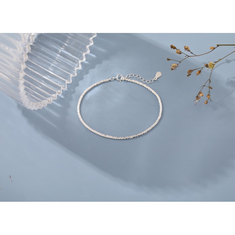 Lắc tay bạc ý S925 nữ dây xù đơn giản Asimi, Lắc tay sang trọng lấp lánh Ruffled Hand LT01