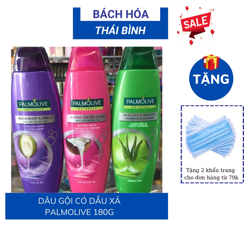 Dầu gội có dầu xả Palmolive suôn mượt và dưỡng ẩm thiên nhiên chai 180ml
