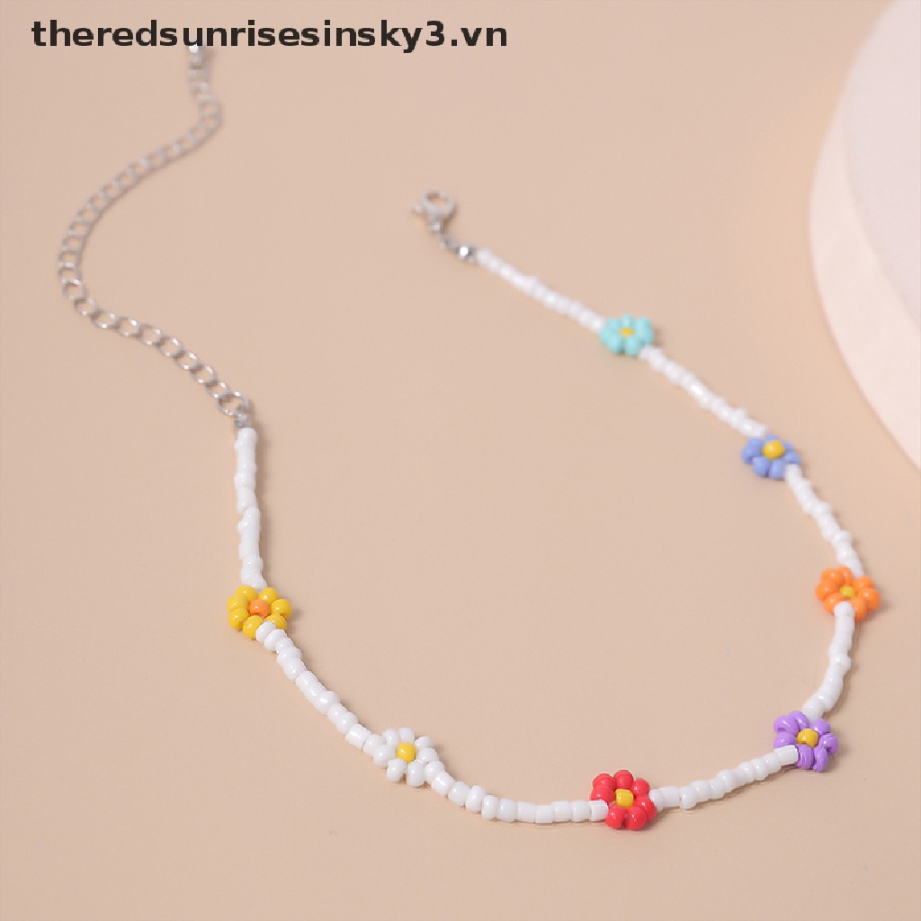 Vòng Cổ Choker Đính Hạt Hình Hoa Cúc Handmade Phong Cách Bohemian Dành Cho Nữ