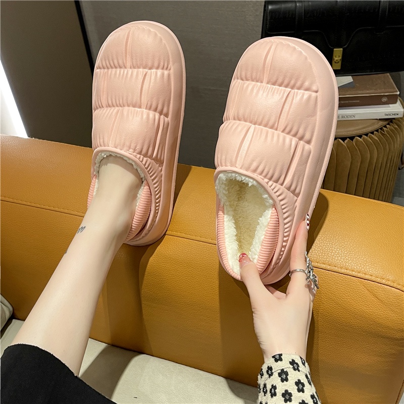 Tikp Giày nữ dép bánh mì Giày dép Giày nam Dép Bông Nữ Giữ Ấm Chống Trượt Chống Nước Ngoài trời Trong nhà Dép 5 Màu Size: 36-45Trong nhà