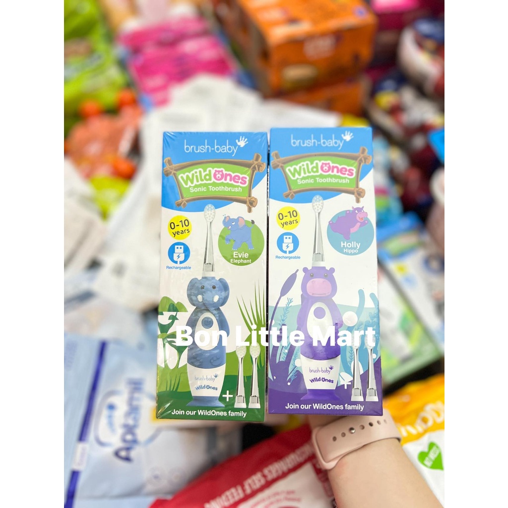 Set bàn chải Wild Ones BrushBaby tặng kèm đầu bàn chải thay thế cho bé 0-10Y