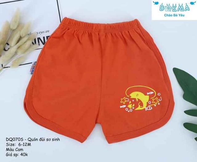 [Dokma] Quần đùi màu bé trai/ bé gái (sz 6-12M)