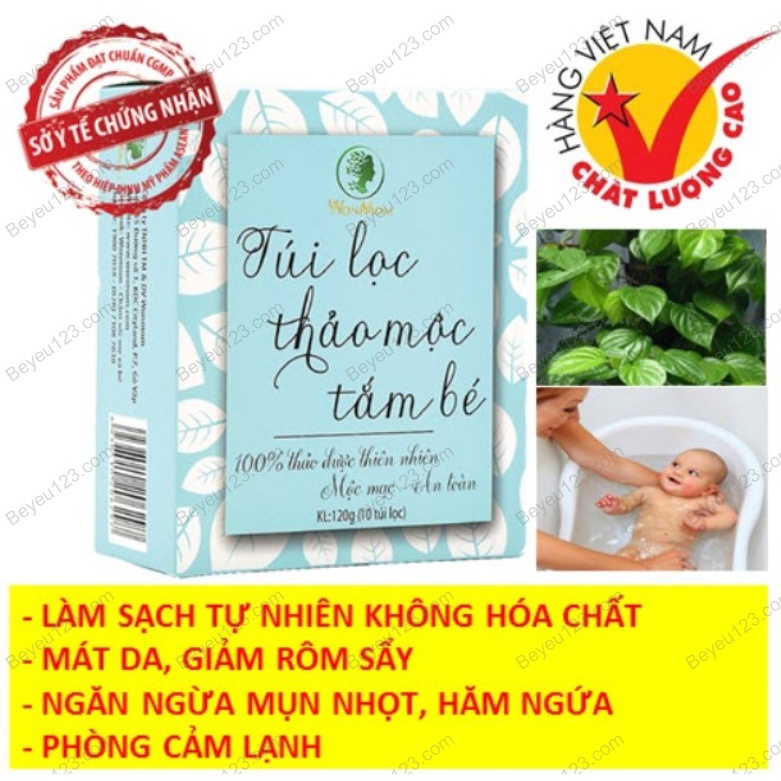 Combo Hộp 10 túi thảo mộc tắm bé + Dầu tràm nguyên chất 15gram Wonmom (Việt Nam) CW