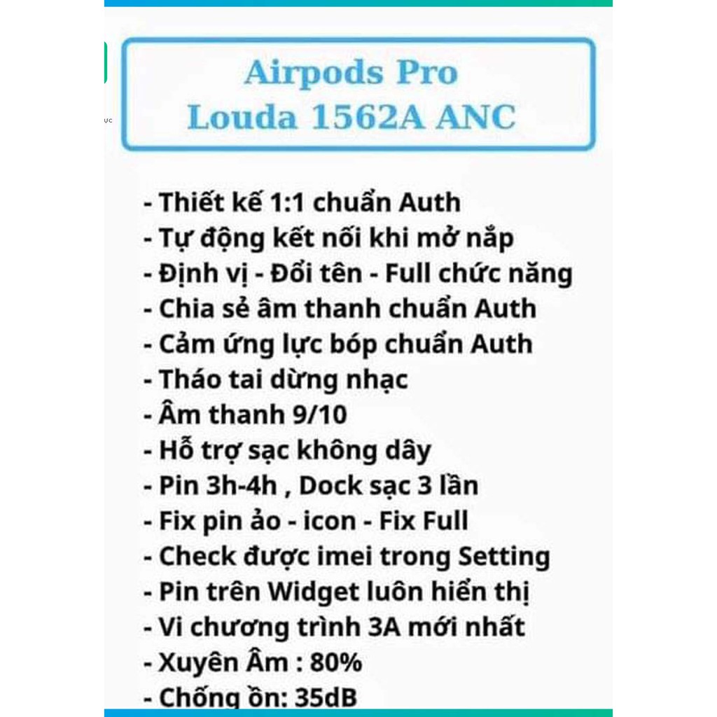 [ANC 1562A] - Airpods Pro chip ANC 1562A chống ồn, xuyên âm, cảm biến lực | BigBuy360 - bigbuy360.vn