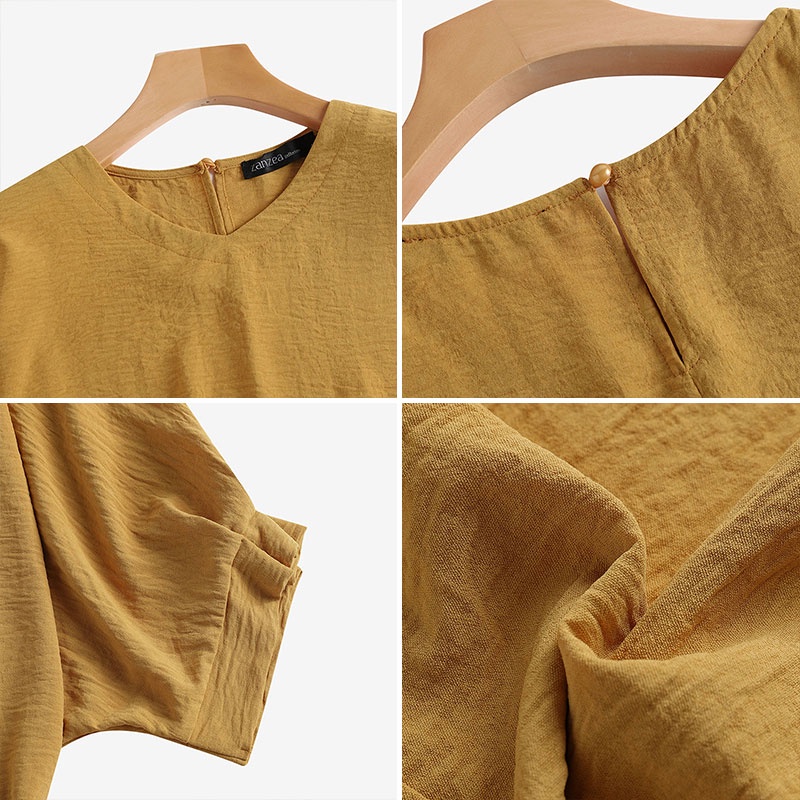 Zanzea Áo Nữ Tay Lửng Cổ Chữ V Thời Trang Thanh Lịch