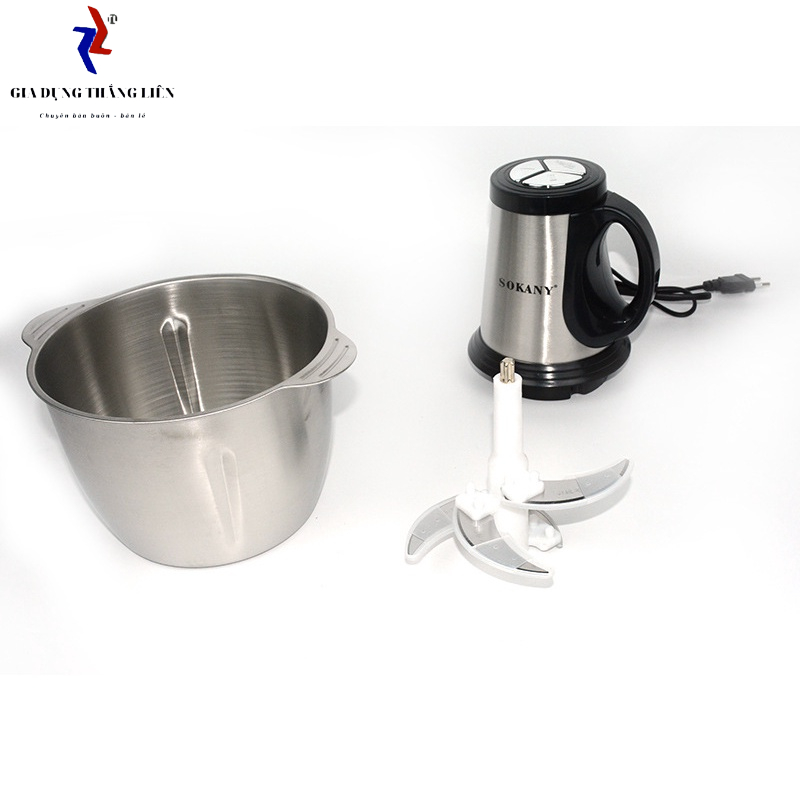 Máy xay thịt , máy xay đa năng Sokany 4 lưỡi, cối 3L Inox 304, công suất lớn 600w_Hàng chính hãng BH 12 tháng