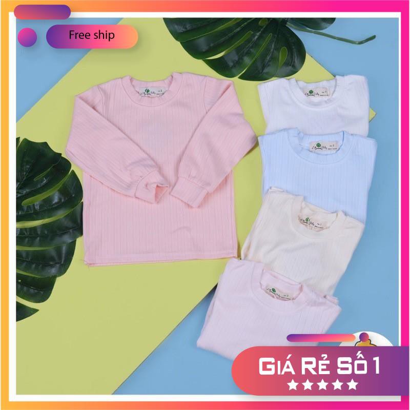 Áo cotton thu đông vài dày dặn, ấm áp, cổ tròn, nhiều màu cực xinh cho bé 9-23kg