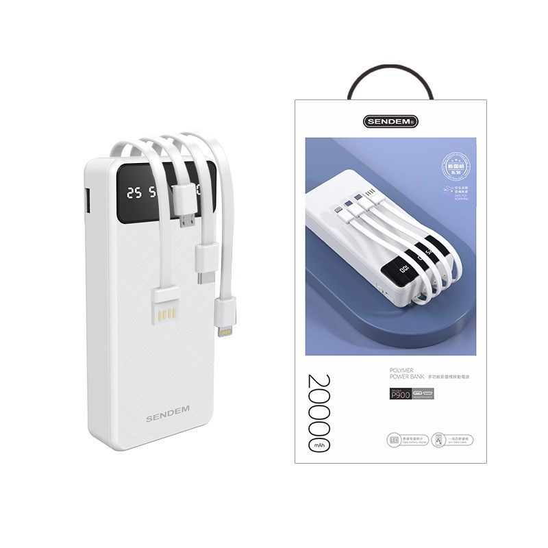 Sạc dự phòng P900 20000Mah tích hợp 4 dây sạc, giá đỡ điện thoại