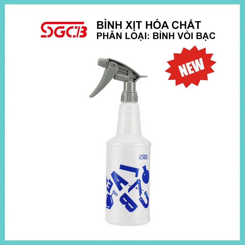 Bình xịt hóa chất cầm tay rửa xe chăm sóc xe hãng SGCB nhựa HDPE 2 màu đầu phun Đen và Bạc 800mL