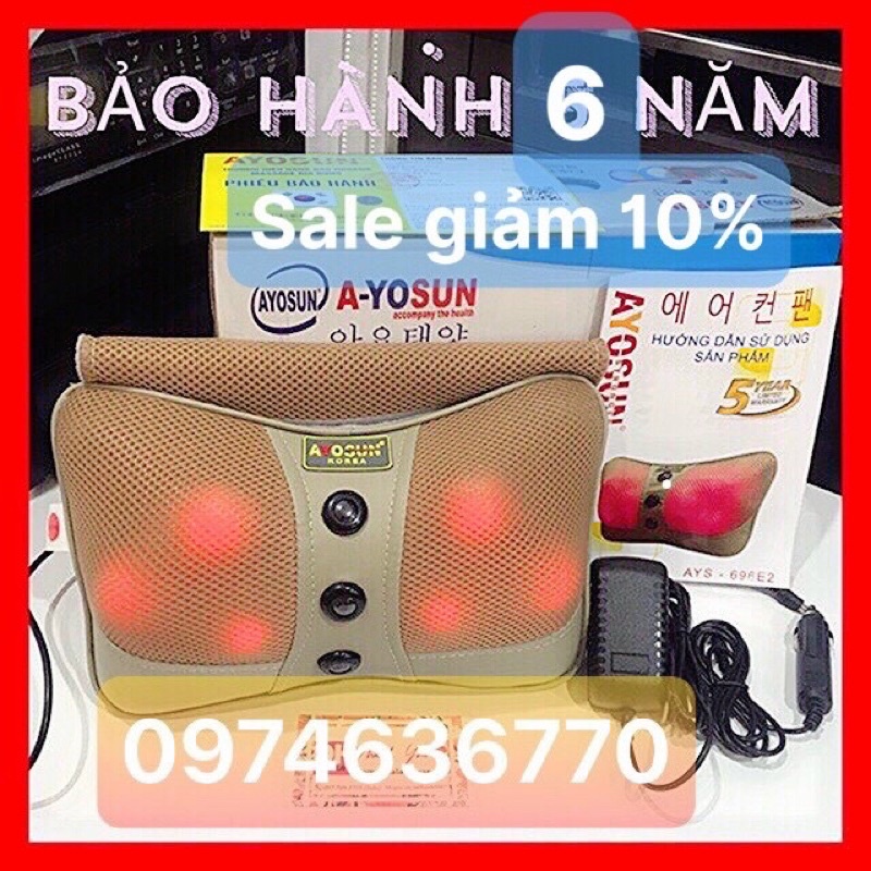 Gối Massage Hồng Ngoại 6Bi Chính Hãng Hàn Quốc,Giảm Đau Cổ Vai Gáy Lưng hiệu quả