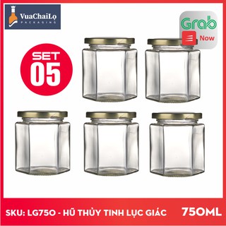 Hũ thủy tinh lục giác 730 ml