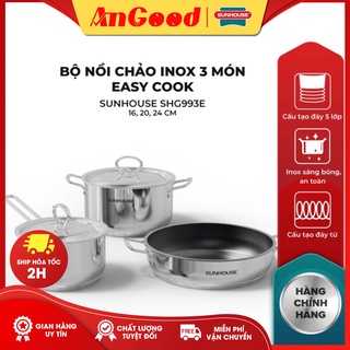 ✅ bộ nồi chảo inox 3 món easy cook sunhouse shg993e ⚡