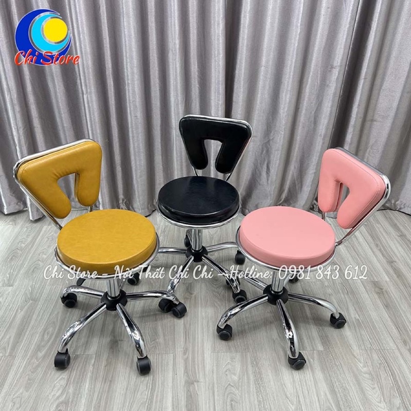 Ghế Xoay Văn Phòng Tựa Lưng, Ghế Phun Xăm Thẩm Mỹ Xoay 360 Độ Tuỳ Chỉnh Độ Cao 40-55cm
