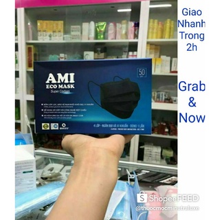 Khẩu trang y tế 4 lớp Ami Dày Đẹp màu đen( nhiều mẫu).GIAO HỎA TỐC QUA NOW.