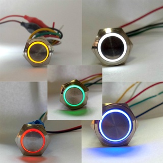 220V LED 16mm Push Button Switch Waterproof with Wire Connector Yellow