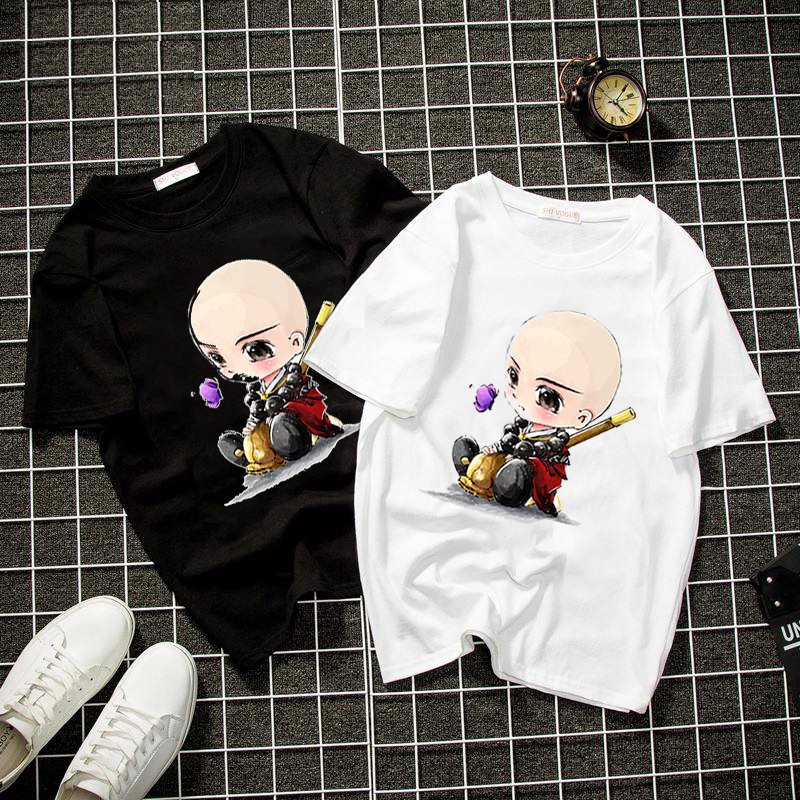 Áo thun unisex form rộng tiểu hòa thượng dễ thương vải dày mịn 2019T1419