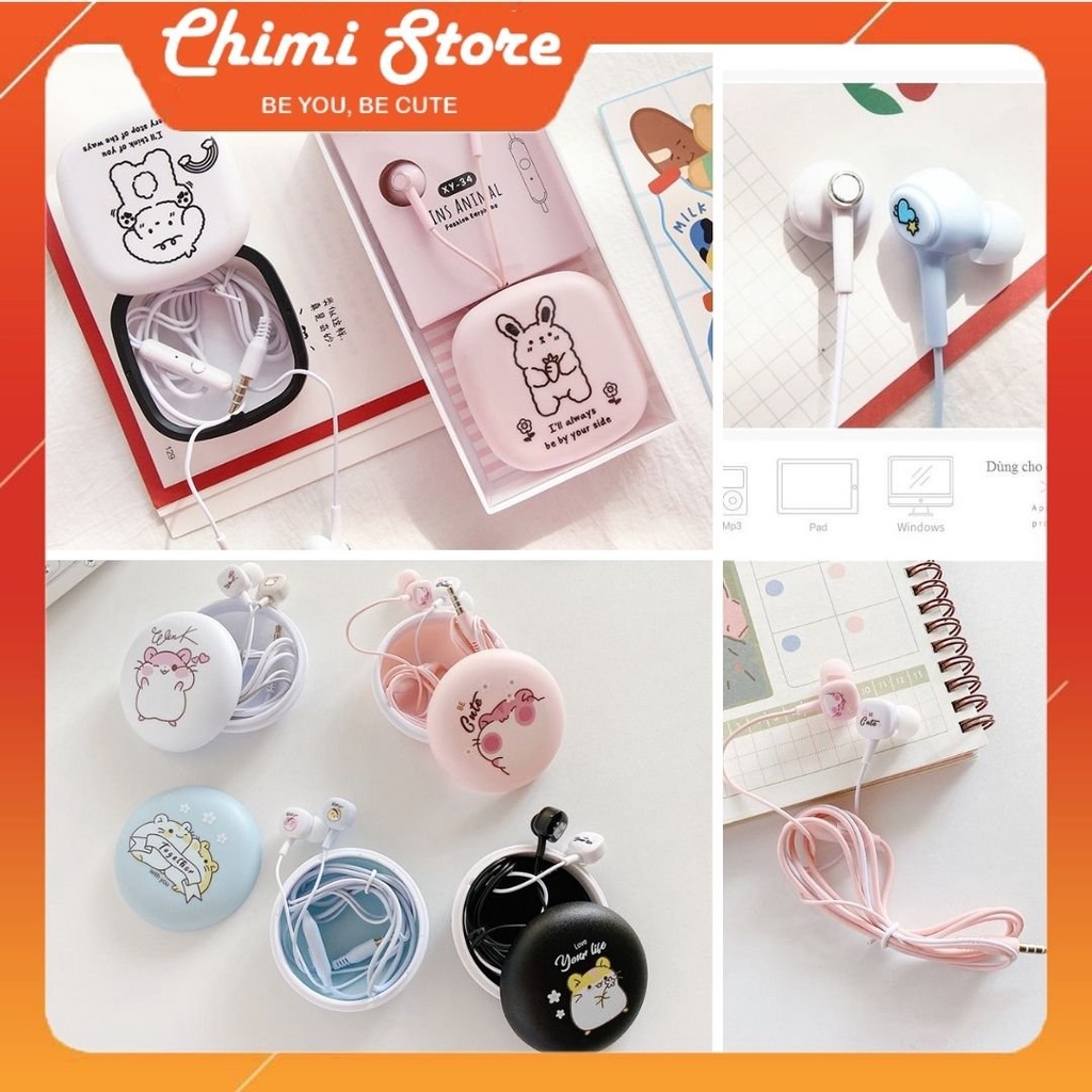 Tai nghe nhét tai có dây Chimi PK019 kèm hộp đựng phong cách Hàn Quốc