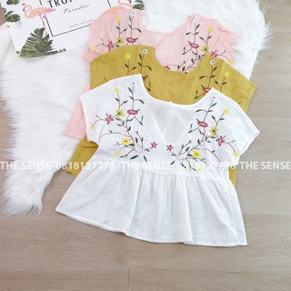 Áo kiểu babydoll thêu hoa