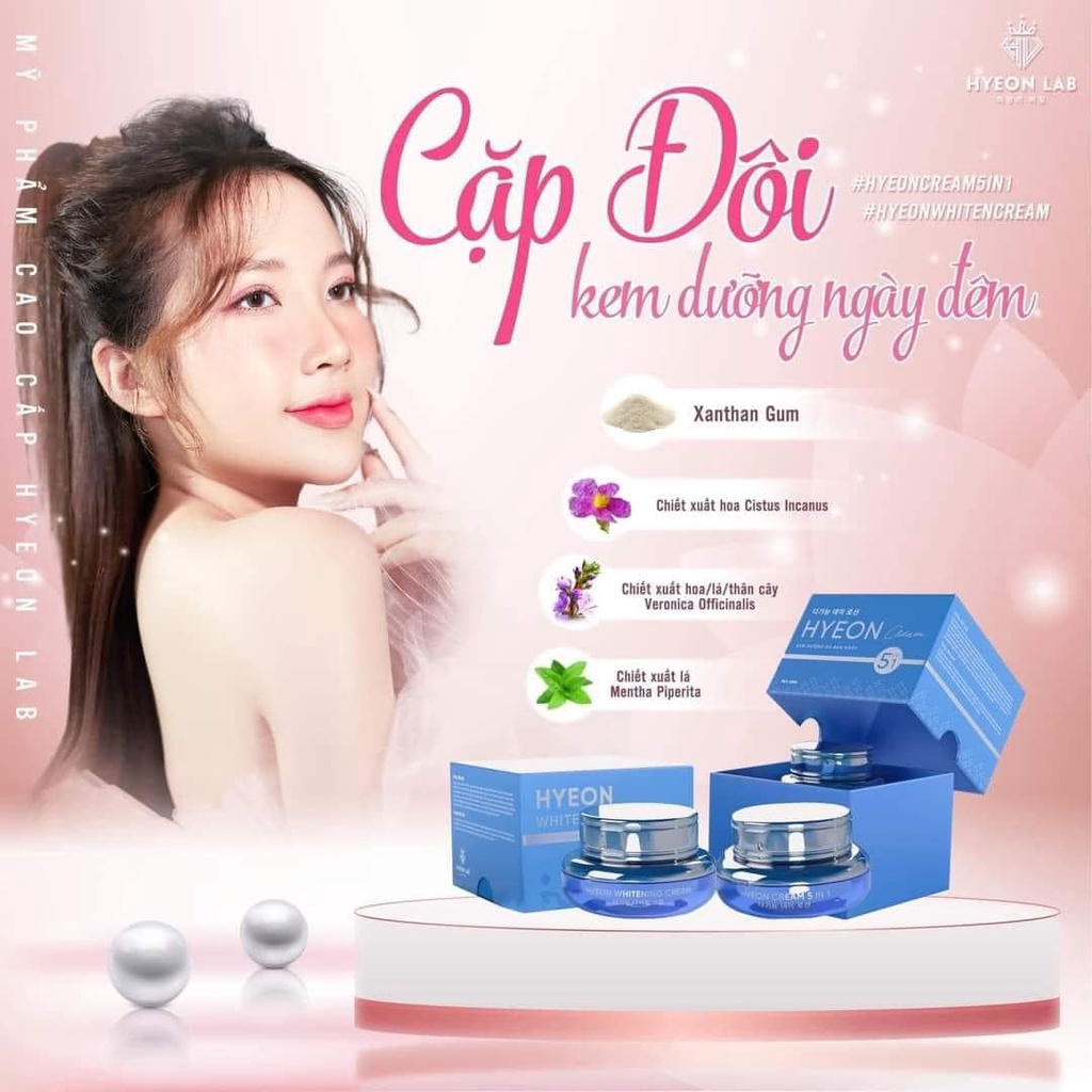 Kem dưỡng trắng da ban ngày  HYEON CREAM 5 IN 1-  trắng bật tông, chống nắng, make-up, dưỡng ẩm (HYE
