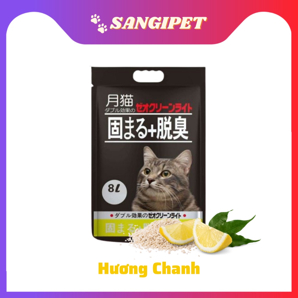 Cát mèo Nhật đen 8L, cát vệ sinh Moon Cat chính hãng (6 mùi hương)