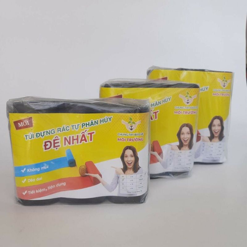 1KG gồm 3 cuộn túi đựng rác đen và có màu size tiểu, trung, đại