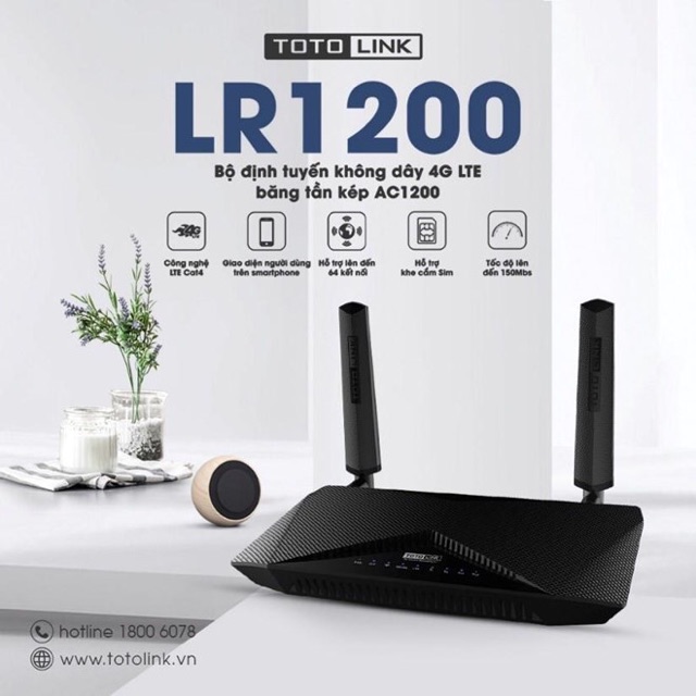 LR1200 - Bộ định tuyến không dây 4G LTE băng tần kép AC1200