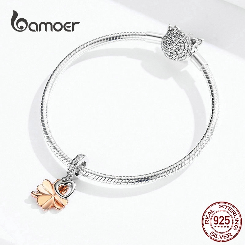 Mặt dây Bamoer hình cỏ bốn lá may mắn trang trí trang sức