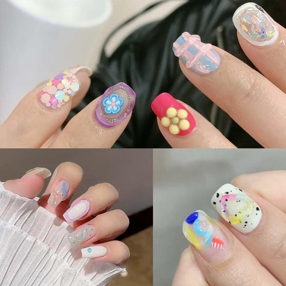 Bộ 10 Món Trang Trí Nghệ Thuật Móng Tay Đẹp | Gel Căng 3D Kẹo Màu Trang Trí Nghệ Thuật Móng Tay Phong Cách Hàn Quốc